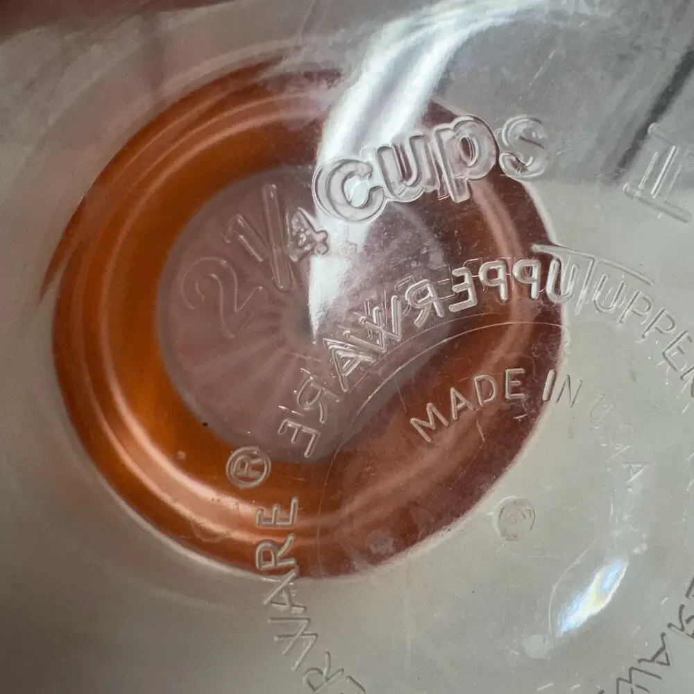 Vintage Tupperware Orange 2 1/4 Cup Canister #1477 With Push Button Lid